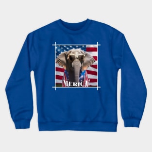 Funny Patriotic Elephant MERICA! Happy Birthday America! Crewneck Sweatshirt